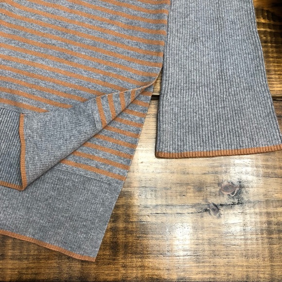 Anthropologie Gray Tan Stripe Off Shoulder Sweater - Picture 10 of 14